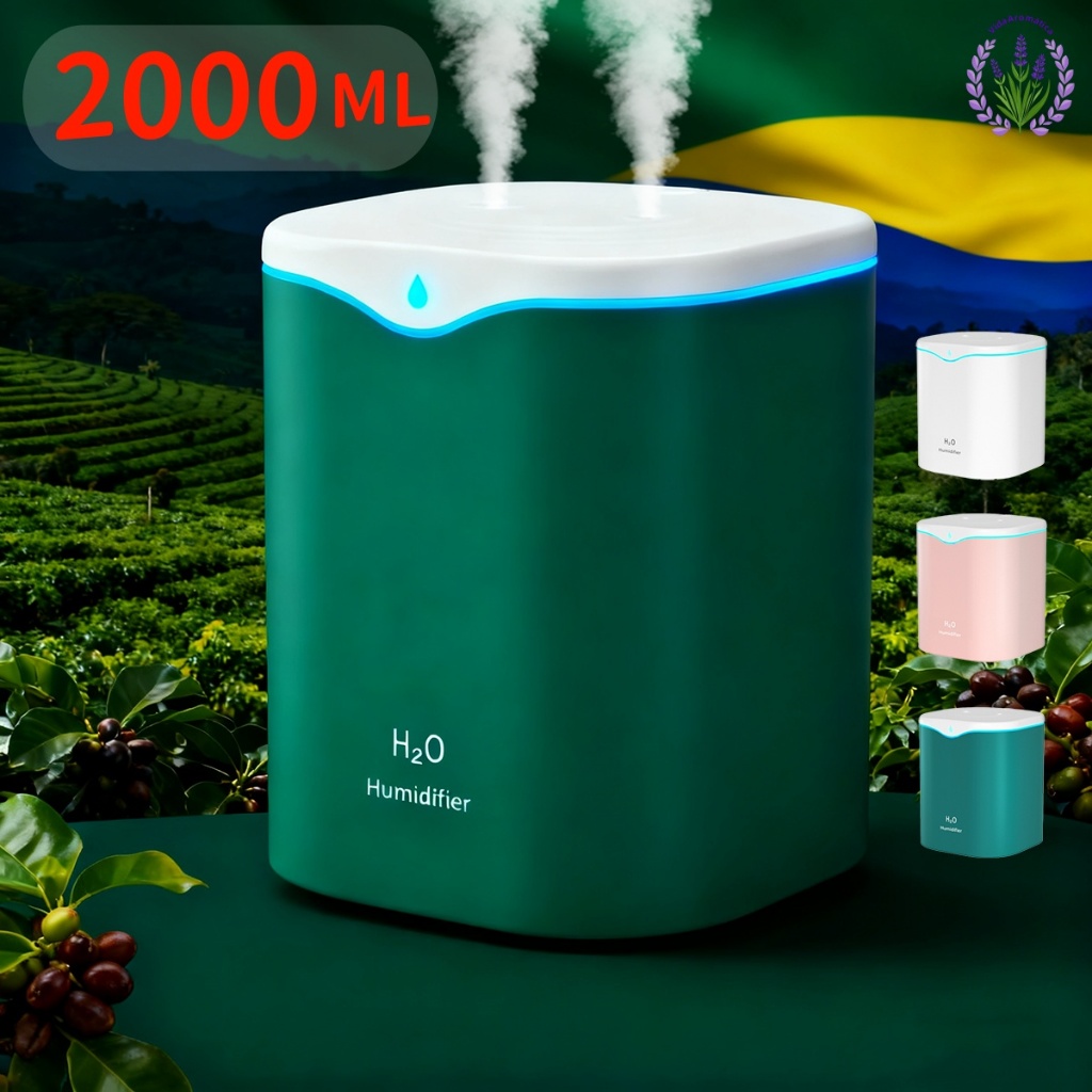 Umidificador Grande 2 Litros Saída Dupla Luzes LEDs Coloridas Silencioso Aromatizador