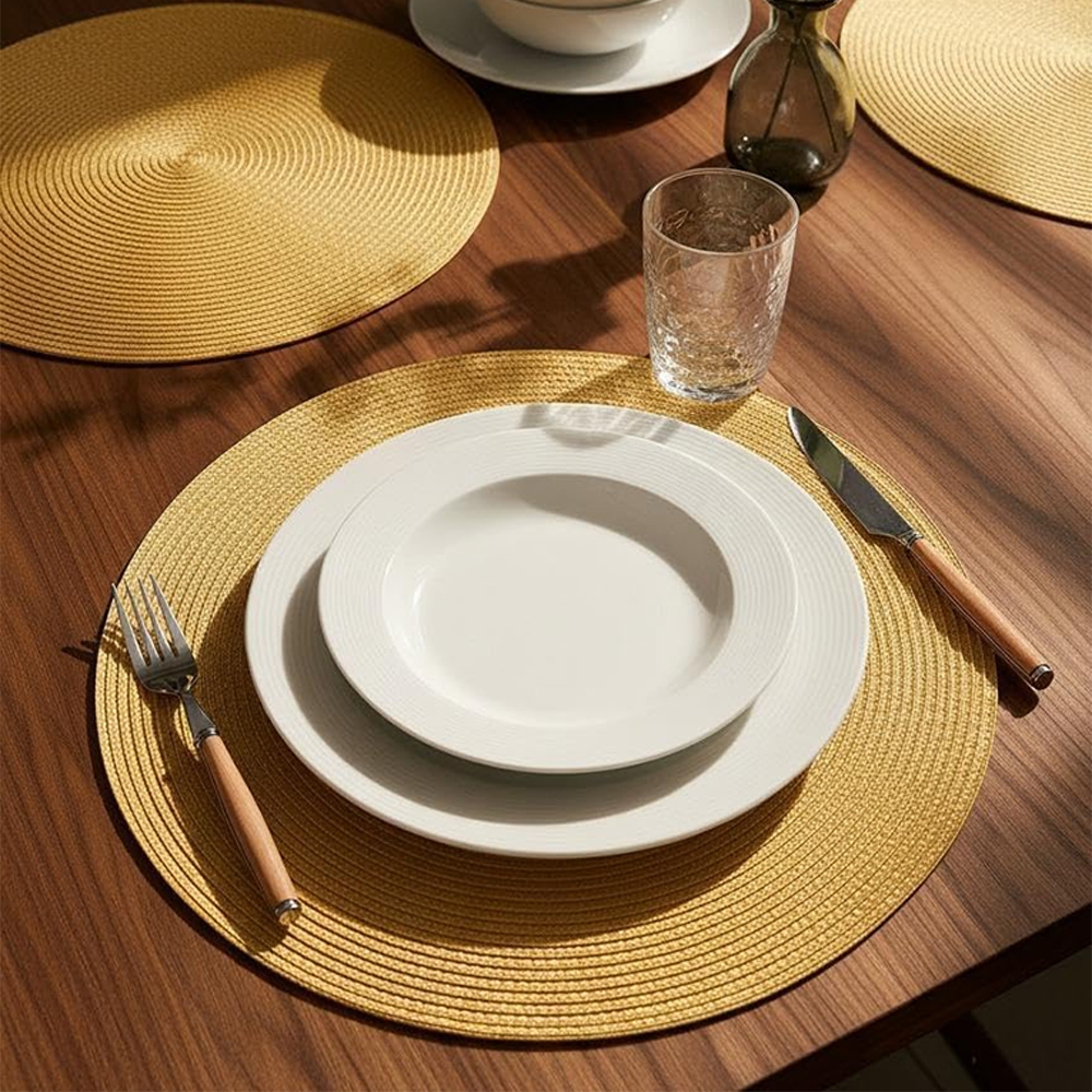 Kit 4 ou 10 Peças Jogo Americano Redondo Sousplat Cozinha Jantar  39cm  Impermeável  Design Elegante