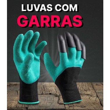 Luva Com Garras Cavar Terra Plantar Proteger Jardi