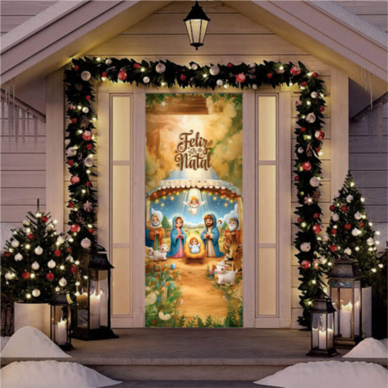 Painel de Porta Natalino Capa de porta Decorativa 