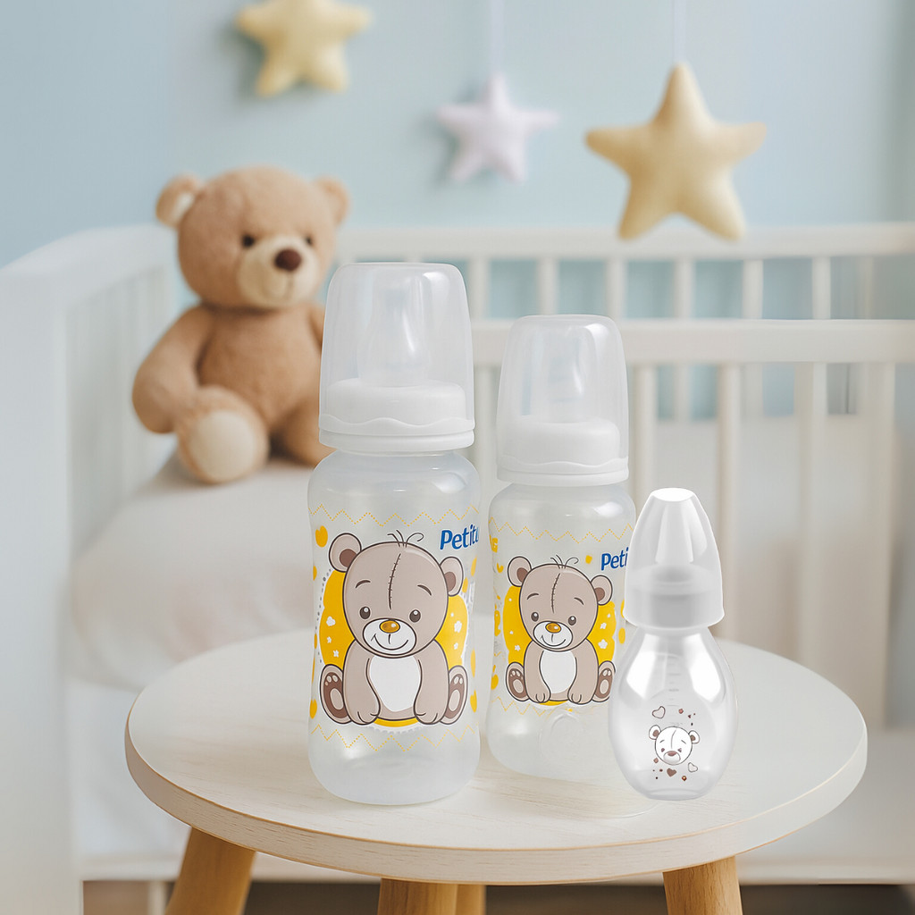 Kit 3 Mamadeiras bebe Premium 240 ML 140ML 60ML Bico Silicone Petita