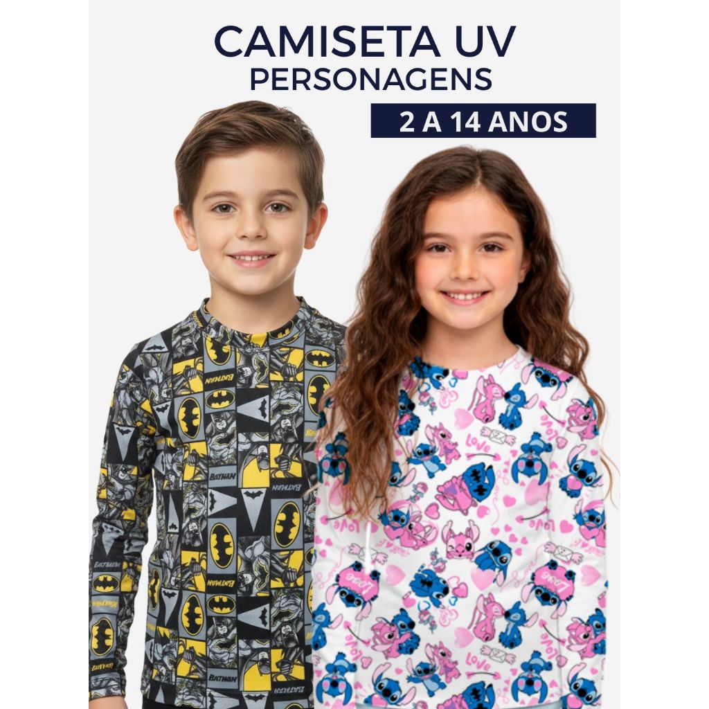 Camiseta Infantil Juvenil Térmica Proteção UV 50+ Solar Unissex Menino e Menina