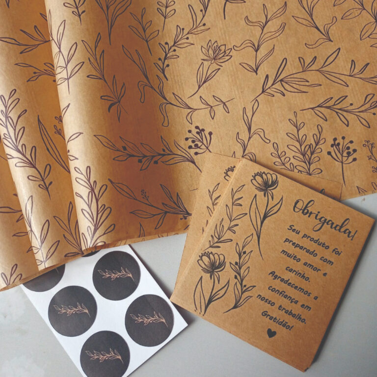 Kit Embalagem Ternura Kraft – 50 Papel Seda 