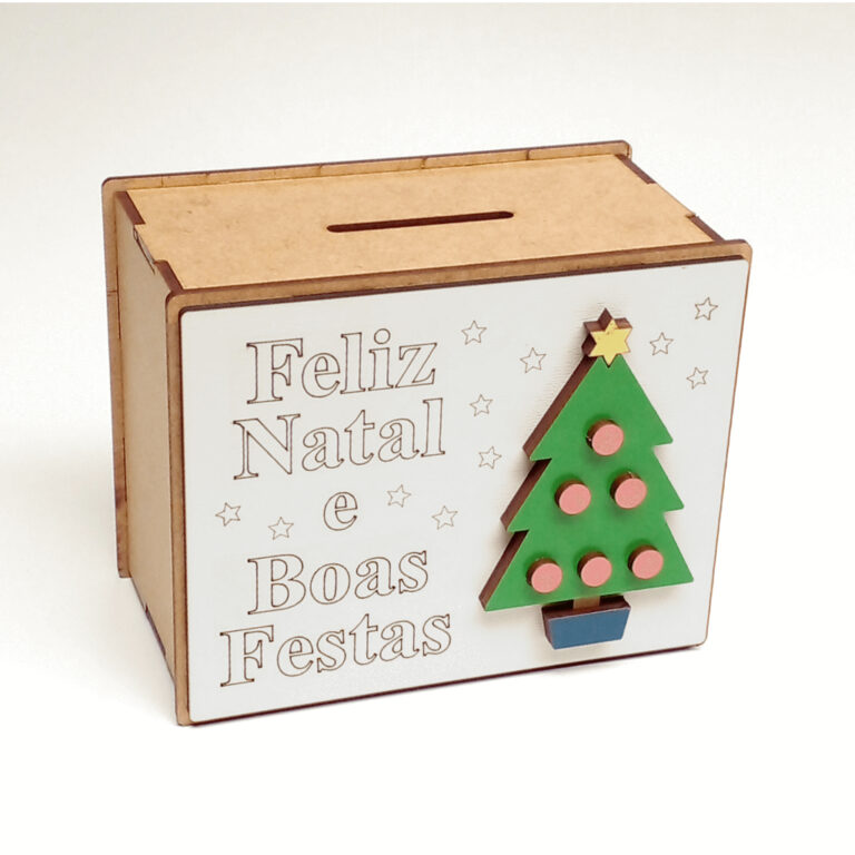 Caixinha cofre de natal para lojistas, funcionario