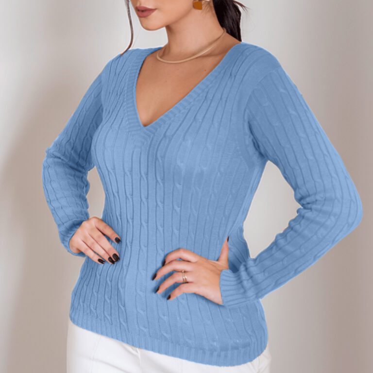 Blusa Tricot Feminino De Frio Básica Suéter Deco