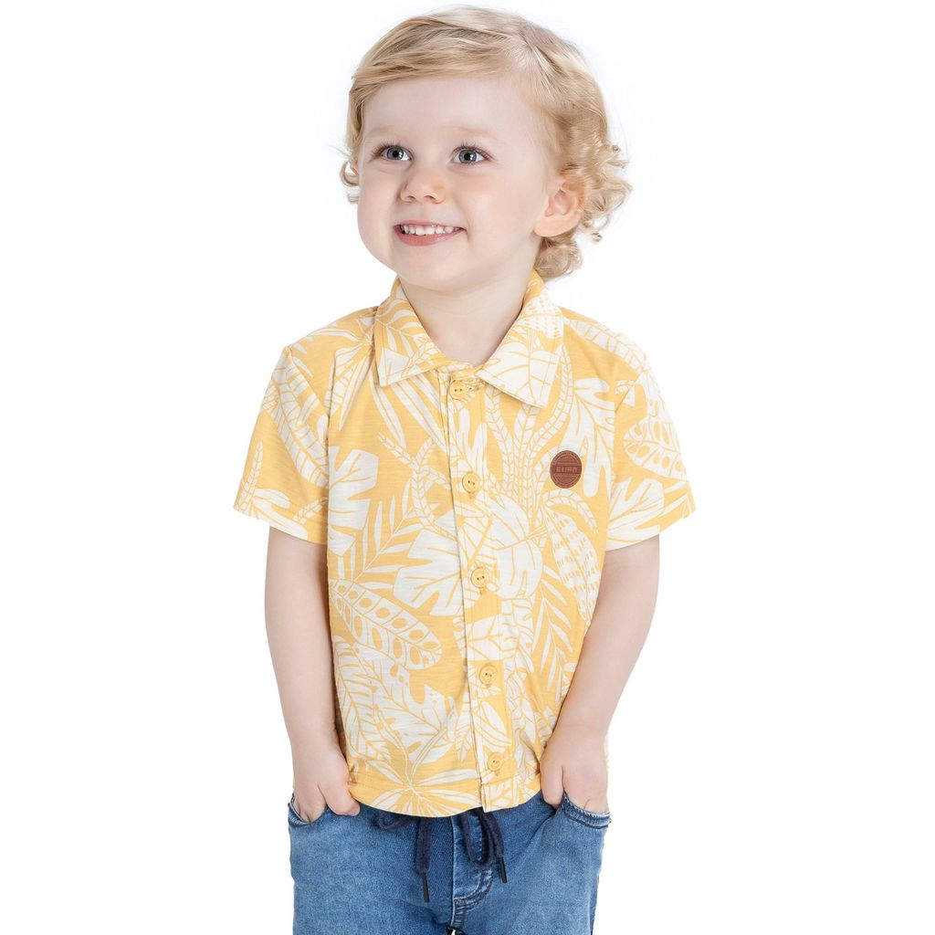 Camisa Infantil Menino Estampada Elian Amarelo