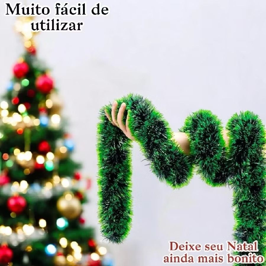 KIT 1 2 3 4 5 Festão Verde opaco Decoração Natalina arvore Natal 2 Metros 8cm