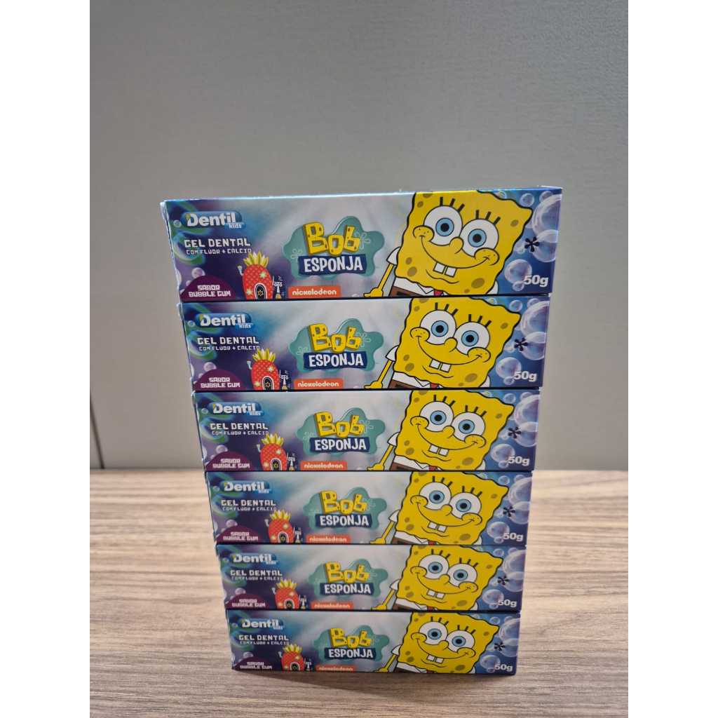 06un Gel Creme Dental Pasta De Dente Infantil Dentil Bob Esponja Val. 02/26