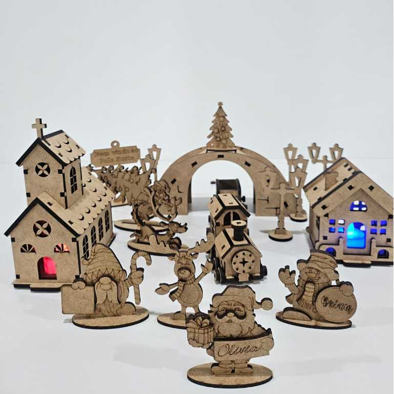 Vila de Natal com PAPAI NOEL e TREM + MINIATURAS e