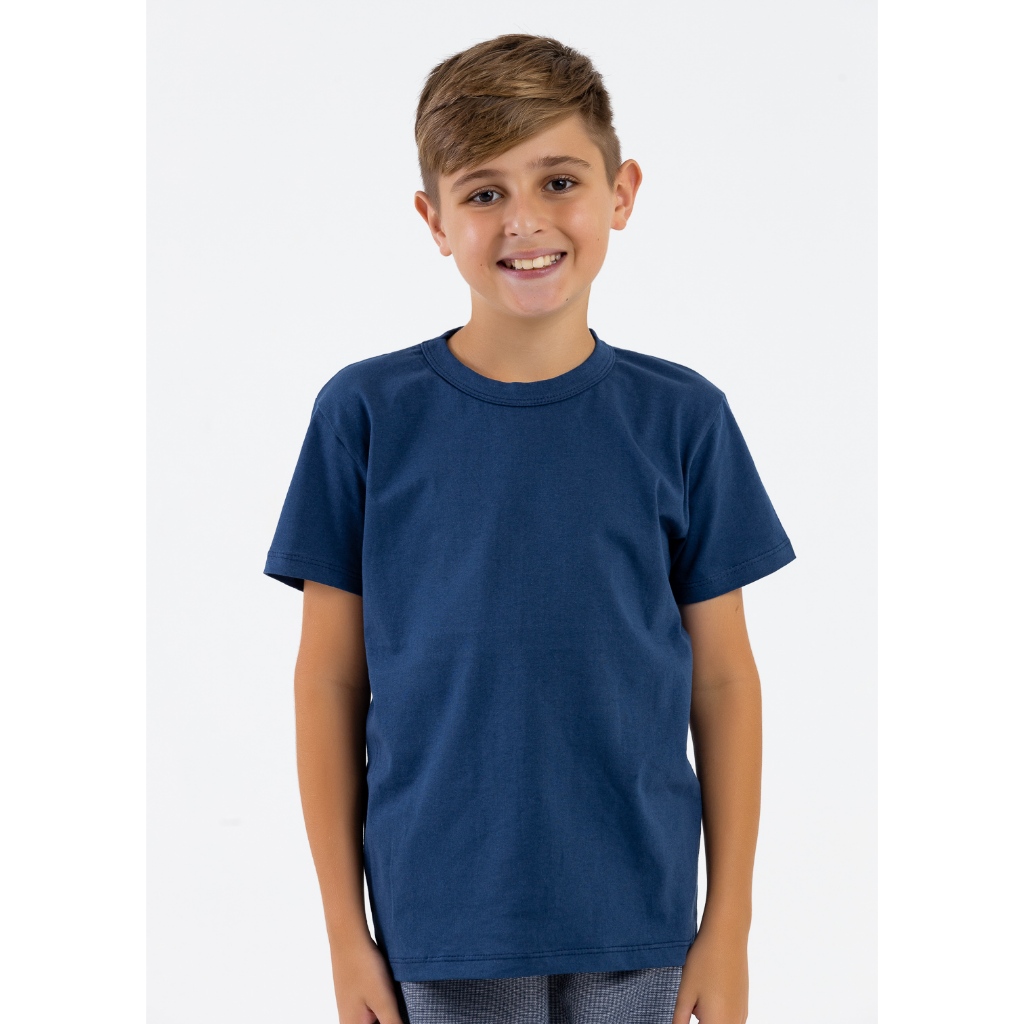 Camiseta Infantil Meia Malha Manga Curta 100% Algodão Premium Básica