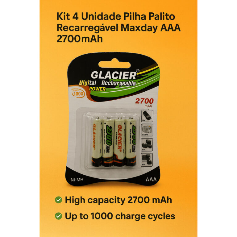 Kit 4 Unidade Pilha Palito Recarregável Maxday Aa