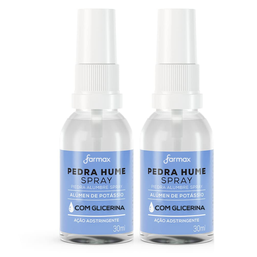 kit com 2 Pedra Hume Spray Glicerina Farmax 30ml