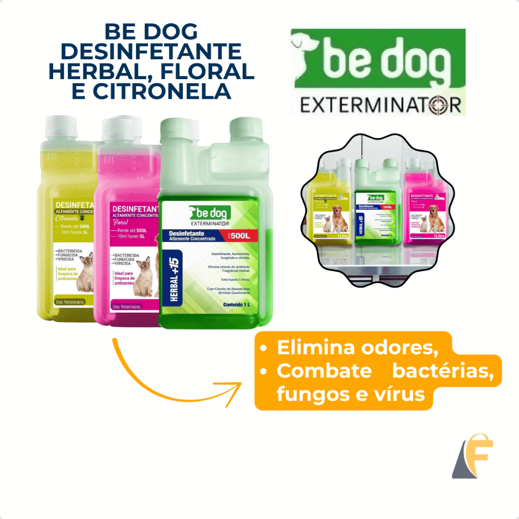 Desinfetante Concentrado Eliminador de Odores Herbal Floral Citronela +15 Desinfetante Pet Be Dog