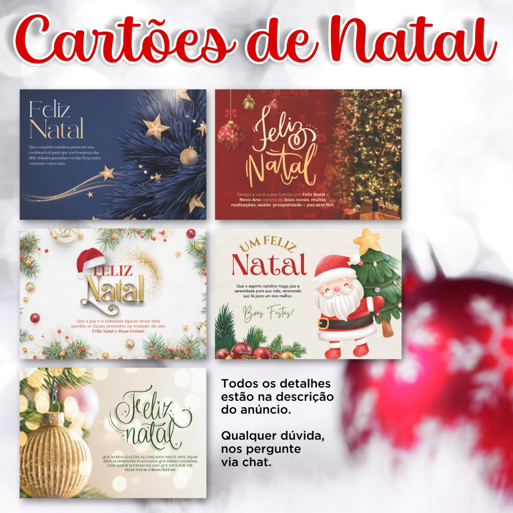 Cartões de Natal – 10x7cm – SÓ FRENTE – 5 MODELOS DIFERENTES