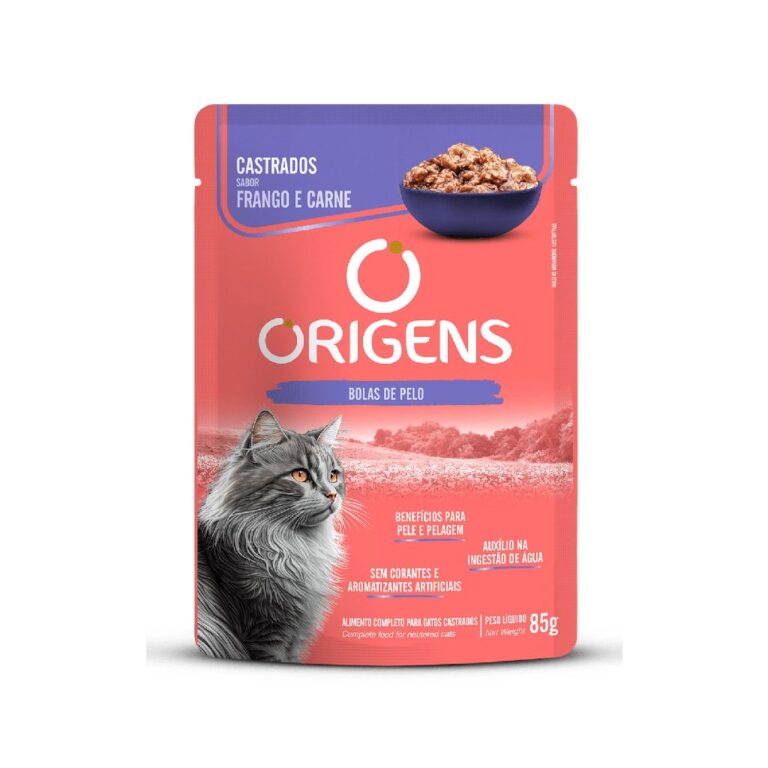 Sachê Origens Gatos Castrados Sabor Frango e Carn