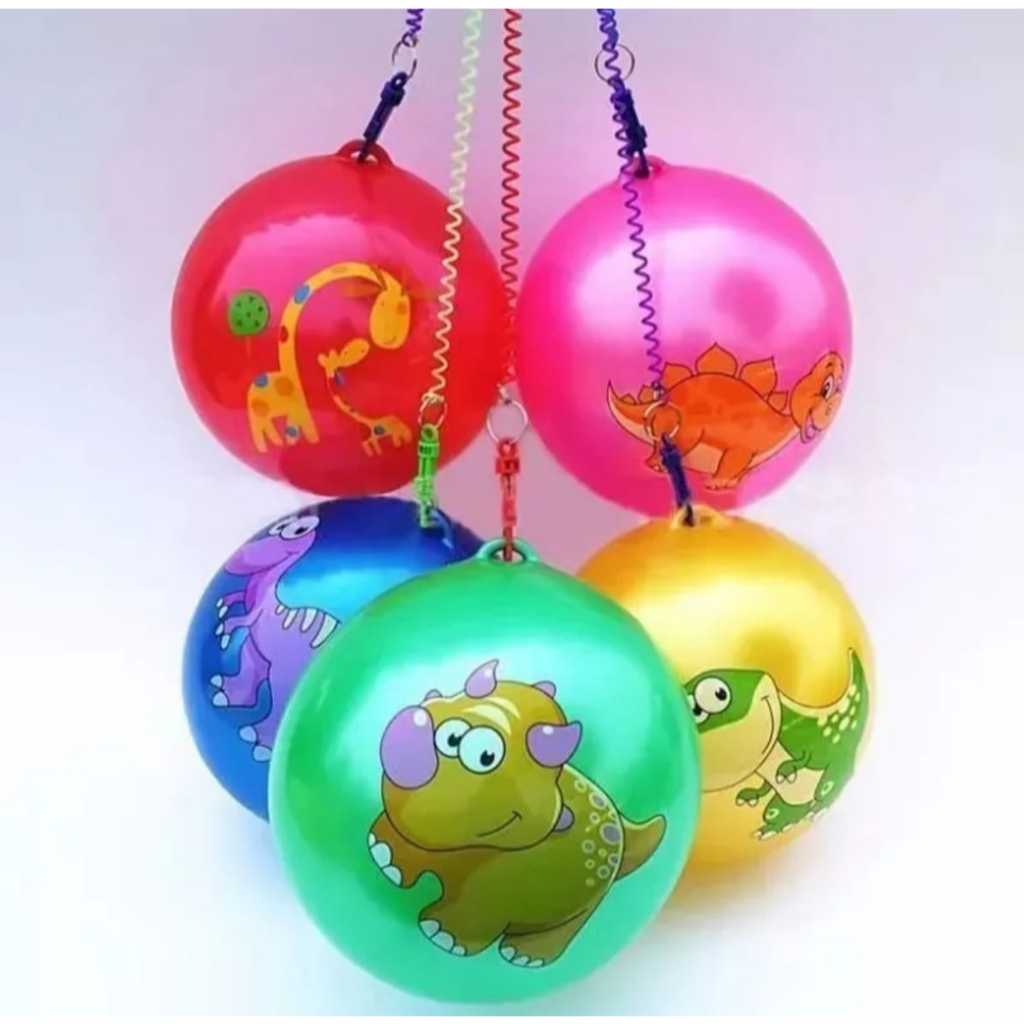 Kit 3 Bolas de Vinil Borracha Poing Poing com Cordao Mola BolasInfantil.