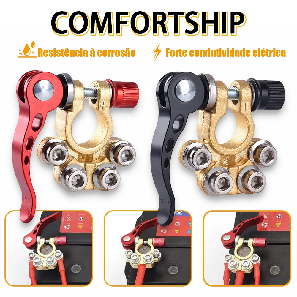 Terminais de bateria 1 Par, estudo versátil, Car Battery Terminal Connectors,  4 Way Quick Release D