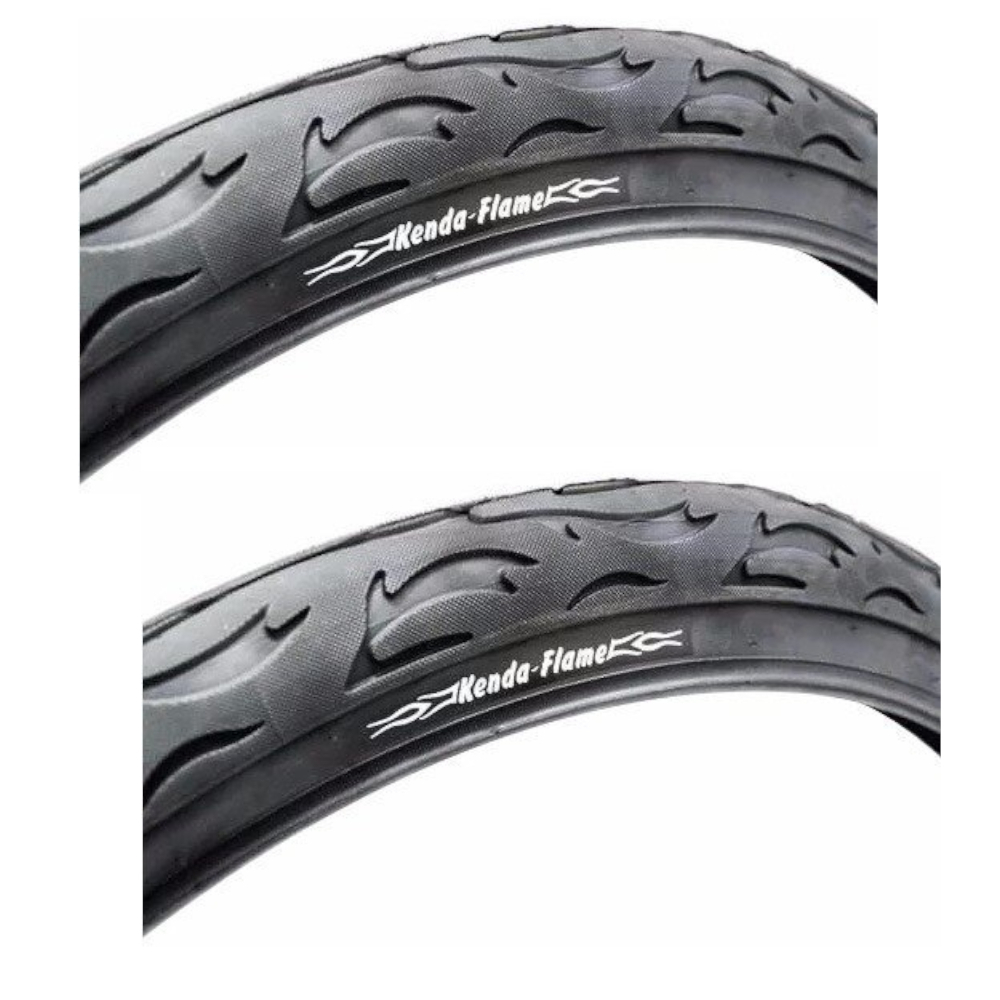 KIT 2 PNEUS KENDA FLAME ARO 26×2.125 BALÃO SLICK BIKE/MOBILETE