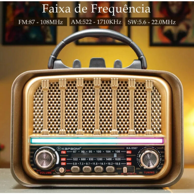 Rádio retro vintage bluetooth antigo Am Fm Sd Mp3