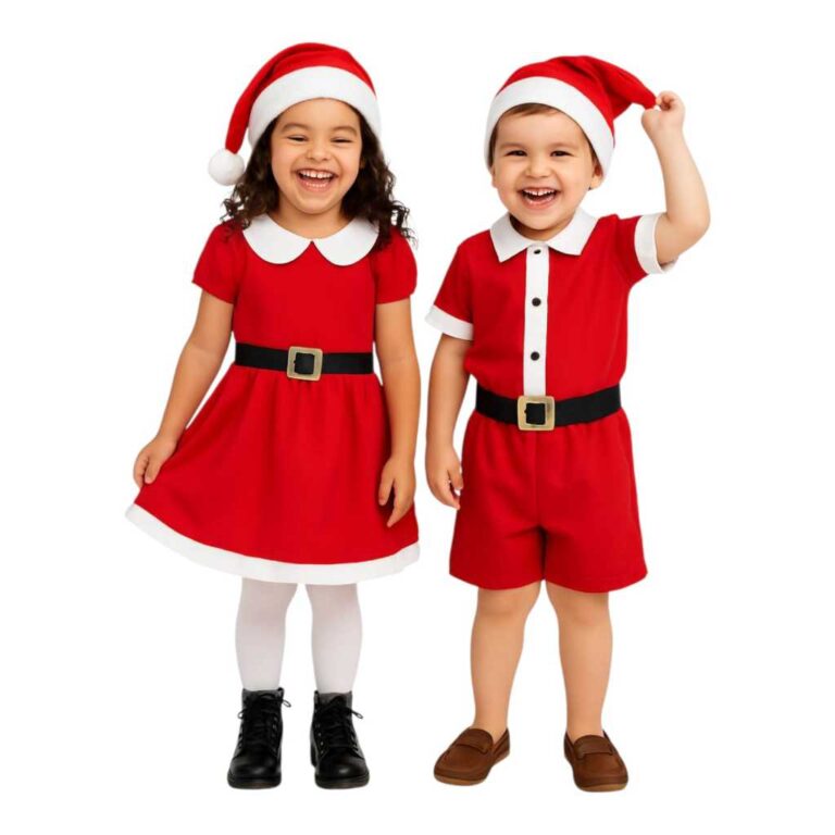 Vestido Fantasia Mamãe e Papai Noel.
