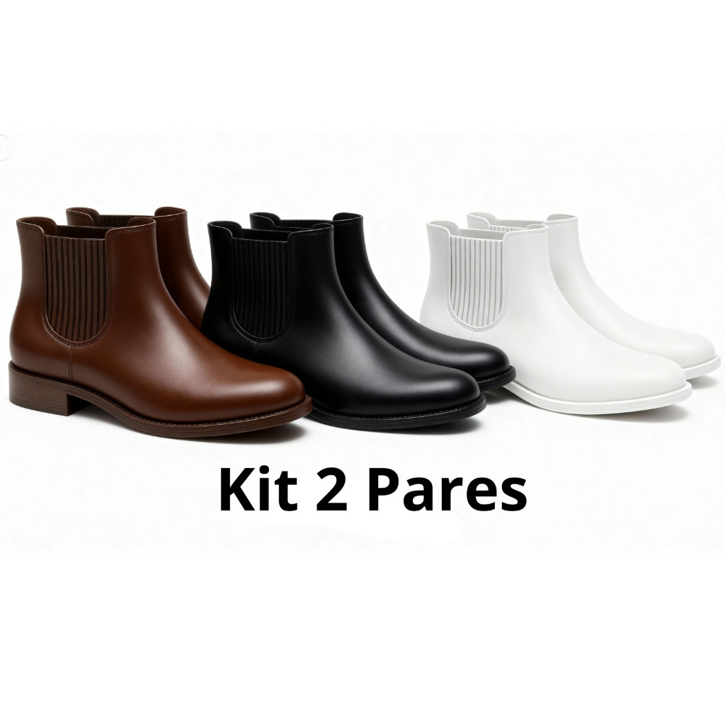 KIT 2 Pares Bota De Borracha Feminina Hospital Enfermagem Confort