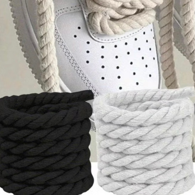 Cadarços Grosso Corda Trançado Skate Branco Pret