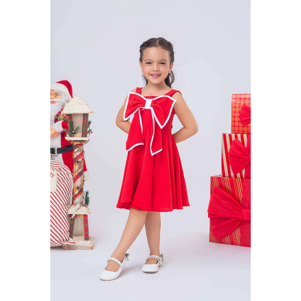 Vestido Infantil Menina Saia Plissada Menina Elegância Charme Visual Encanto Ocasiões Natal Ano Novo