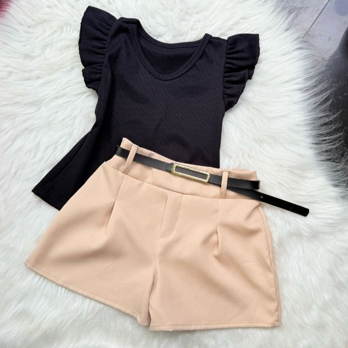 Conjunto infantil Blusa – short alfaiataria 