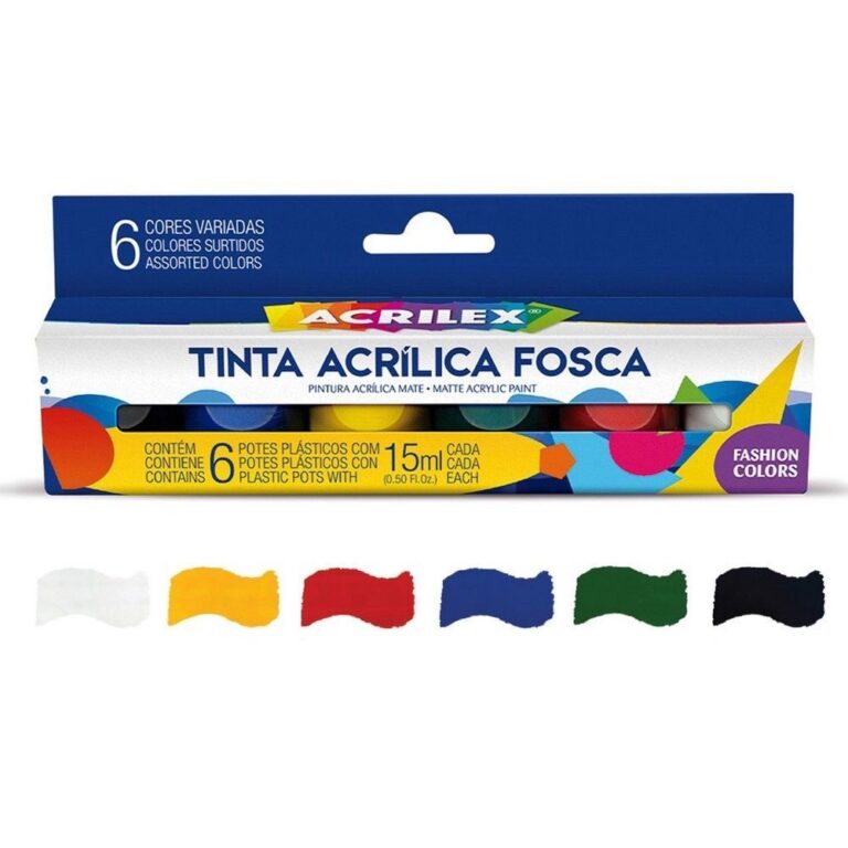 Tinta Acrílica Fosca 6 Cores 15ml Acrilex