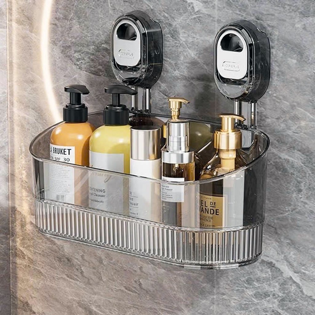 Prateleira De Chuveiro Prateleira De Drenagem Sem Furar Com Ventosa Transparente