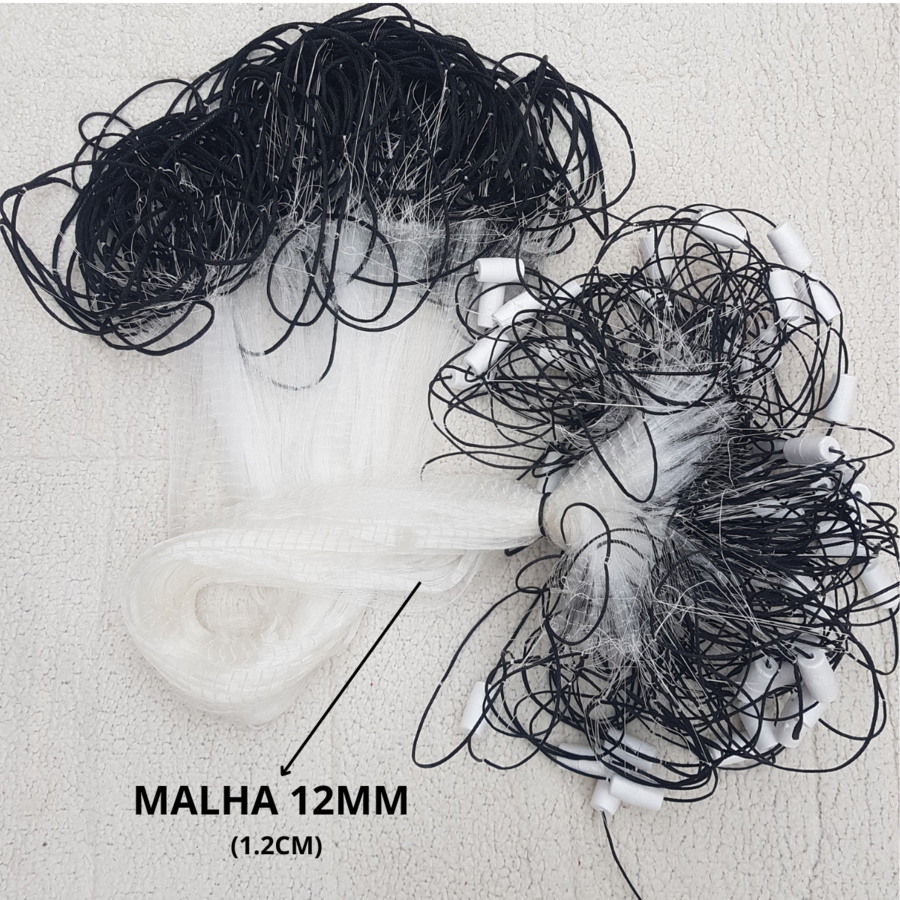 Rede de Pesca Completa Malha 6,7 (35mm) Fio 0,30 1,90m x 10m Resistente