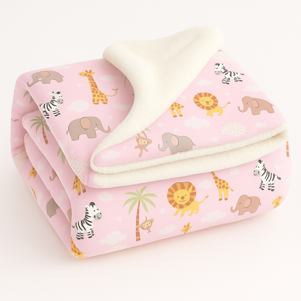 Cobertor Bebê Dupla Face Lã de Carneirinho Menina e Menino Cores e Estampas