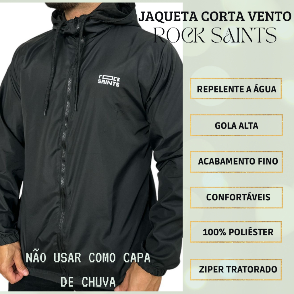 Jaqueta Corta Vento Masculina Hidrorrepelente Impermeável Semi Forrado – Rock Saints