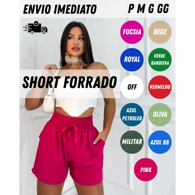 Short forrado feminino tecido premium Duna