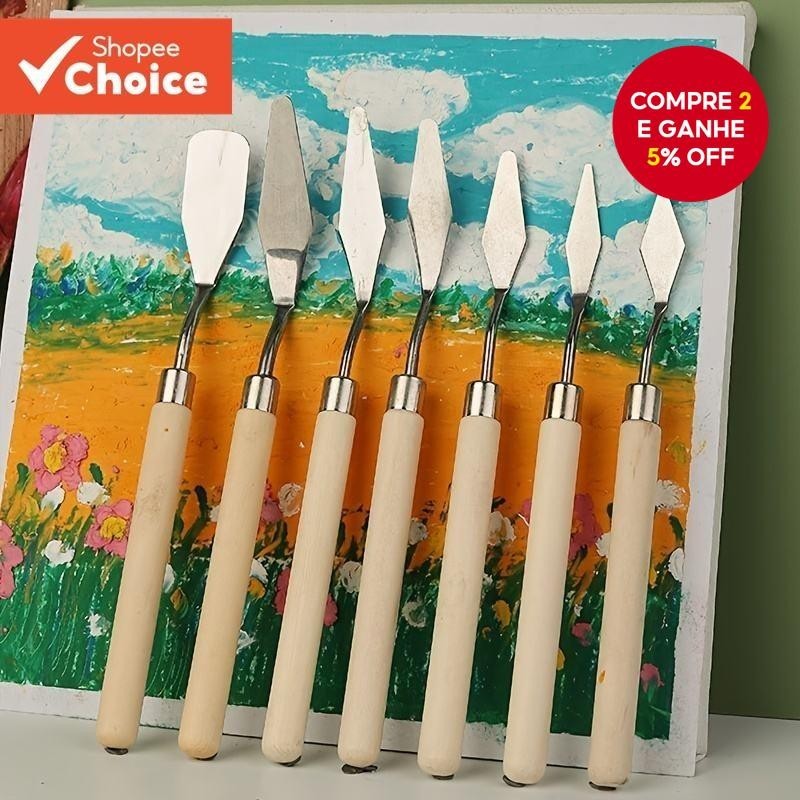 Facas de Paleta de Aço Inoxidável para Pintura de Óleo e Acrílica com Raspador e Espátula