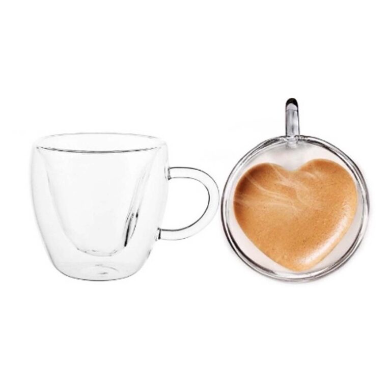 Jogo de 2 Xicaras de Coração 200 ml Parede Dupla