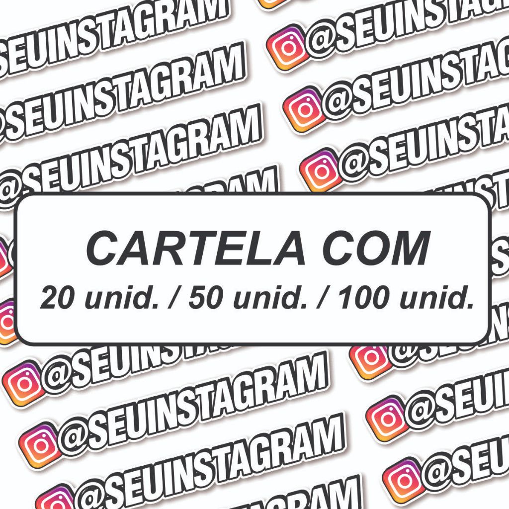 Cartela Adesivos personalizados Holográfico e Branco com seu @ Insta – para Carro Moto Notebook