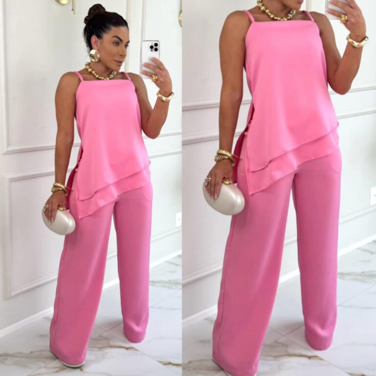 Conjunto Femenino Lú  Blusa Caimento Assimetrico 