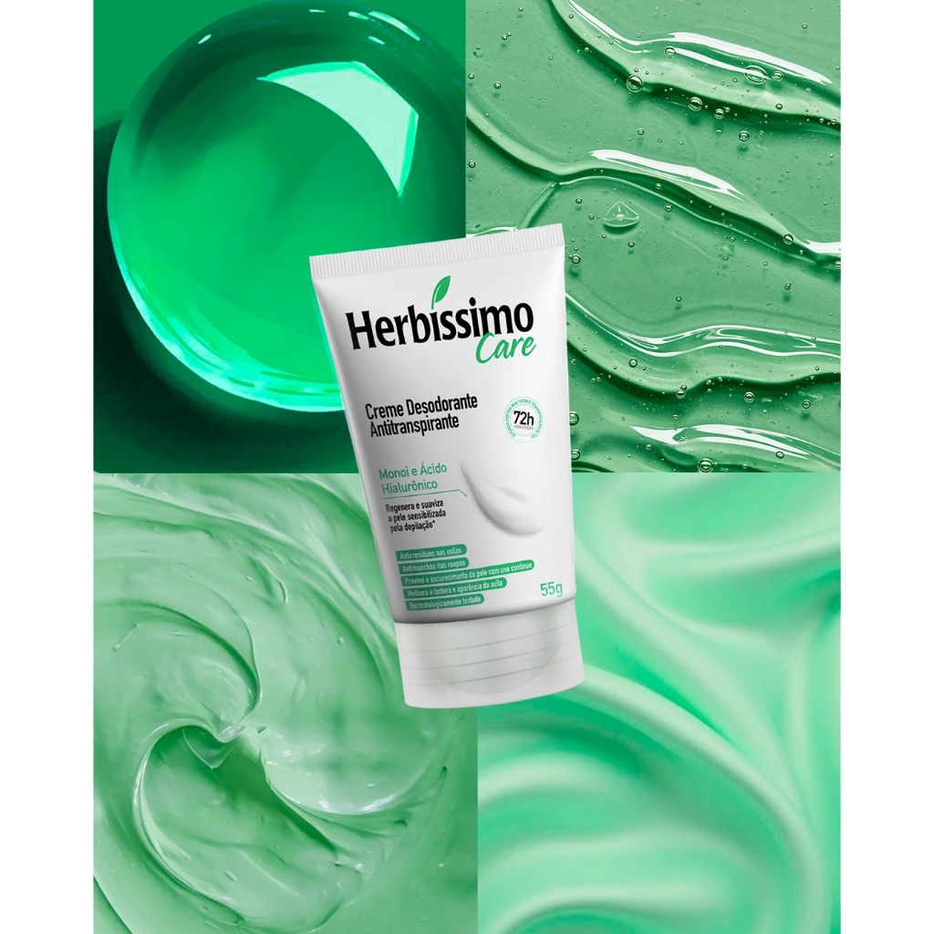 Creme Desodorante Antitranspirante Herbíssimo Care Monoi E Ácido Hialurônico 55g