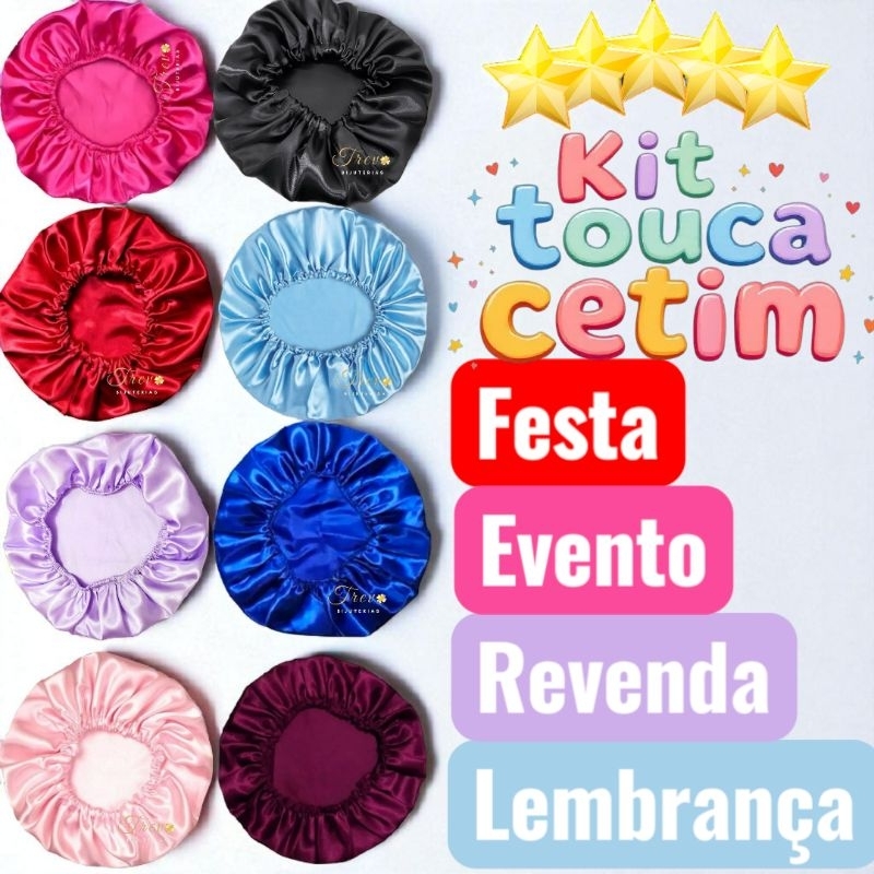 Kit 12/24/36/48/60 Toucas de Cetim Cor Única Profissional Anti-Frizz  Cor única