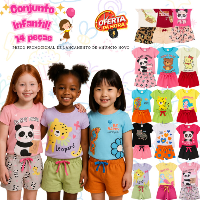 Kit Conjunto Infantil Menina Verão Roupa Confort�