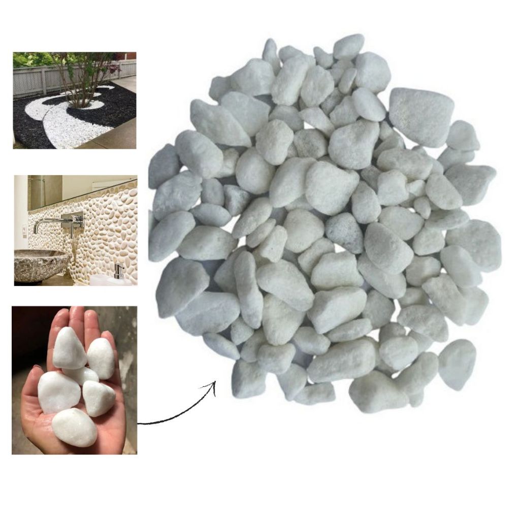 Pedra Seixo Branco Dolomita 2kg a 10kg  Decoração para Jardim, Vaso e Paisagismo