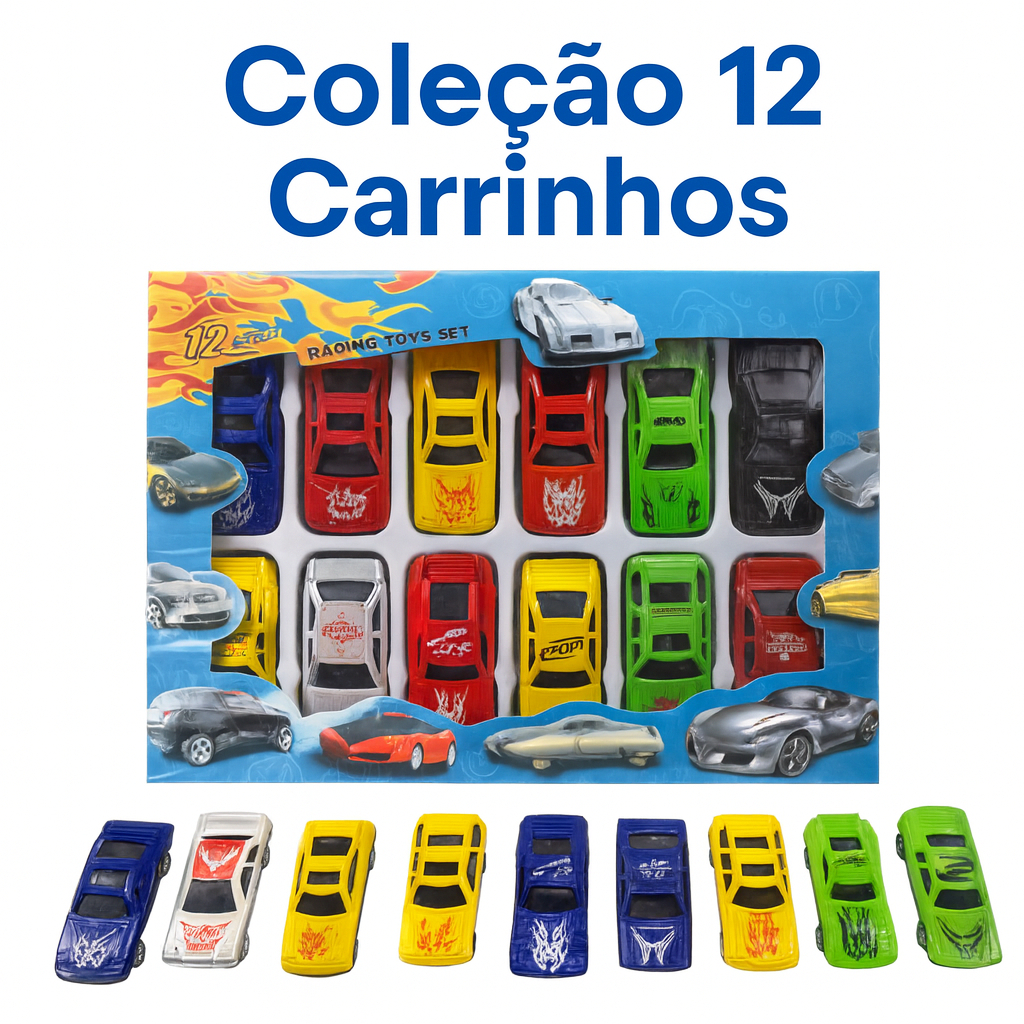 Coleção 12 Carrinhos Miniatura Kit Completo Brinquedo Meninos