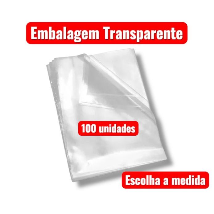 Saco Plástico Transparente 100 unidades Sem Aba C