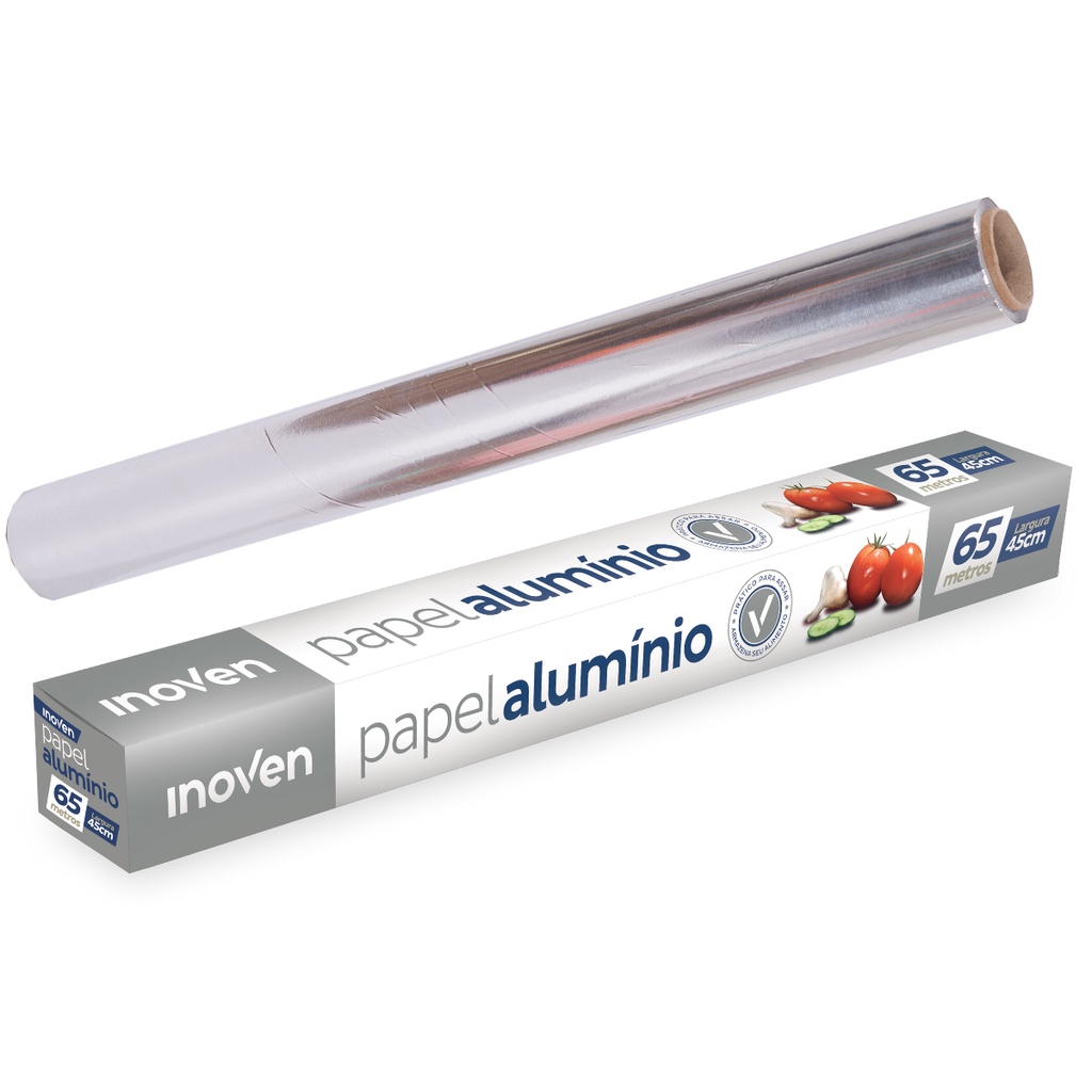 Papel Alumínio Rolo 45 Cm X 65 Metros Grande Extra Forte para Assar Restaurante Salão Cabelereiro
