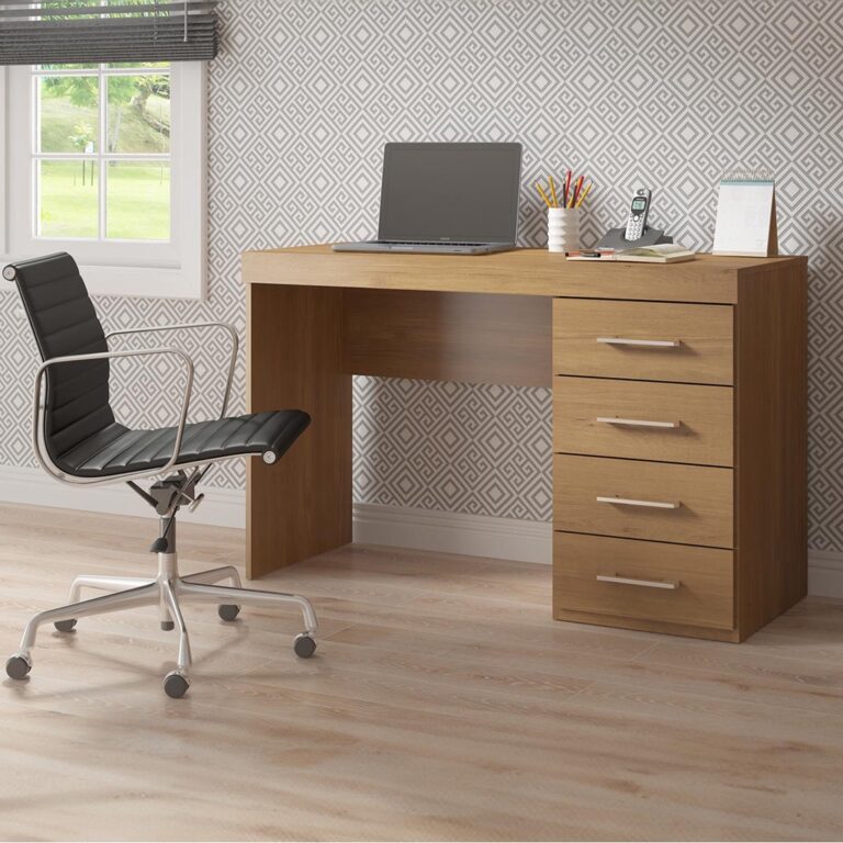 Mesa Escrivaninha com 4 Gavetas 120x75cm Mdp Carva