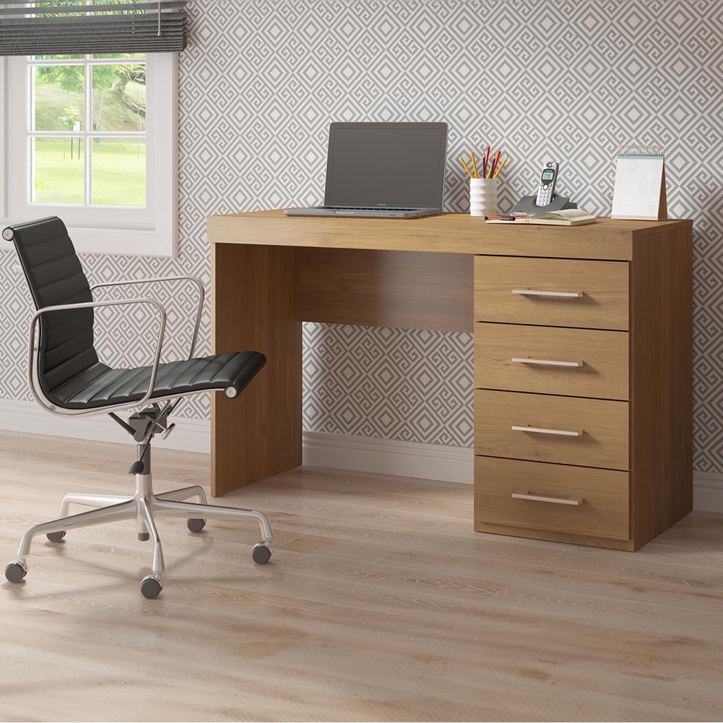 Mesa Escrivaninha com 4 Gavetas 120x75cm Mdp Carvalho 0711 Menu