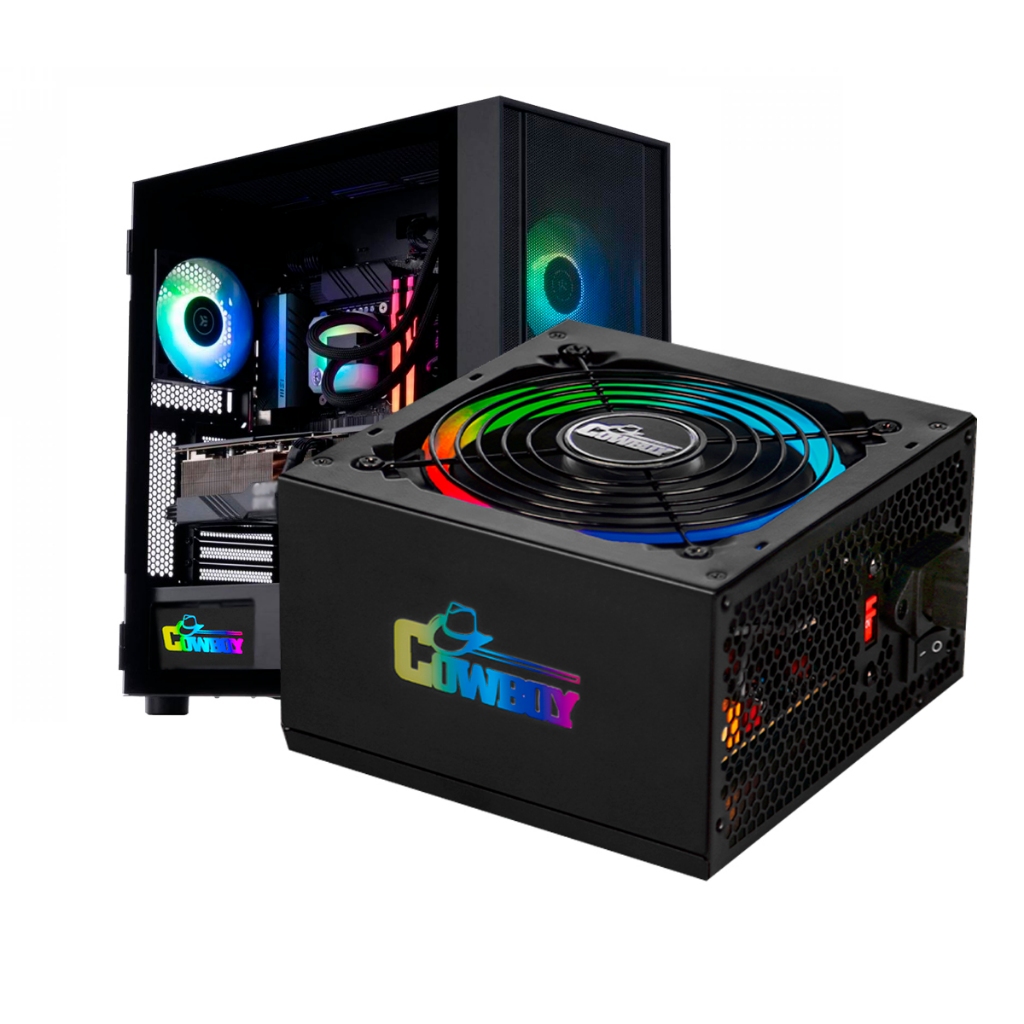 Fonte ATX Knup KP-534 500W Cowboy PC Gamer RGB Silenciosa 14cm Proteção OPP