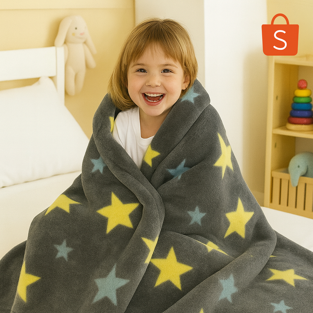 Mantinha Infantil Solteiro 2,00×1,50 Fluorescente Brilha no Escuro Efeito florescente Microfibra