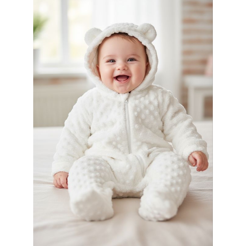 Macacão Ursinho Bebê  Soft Peludinho com Zíper (L2)